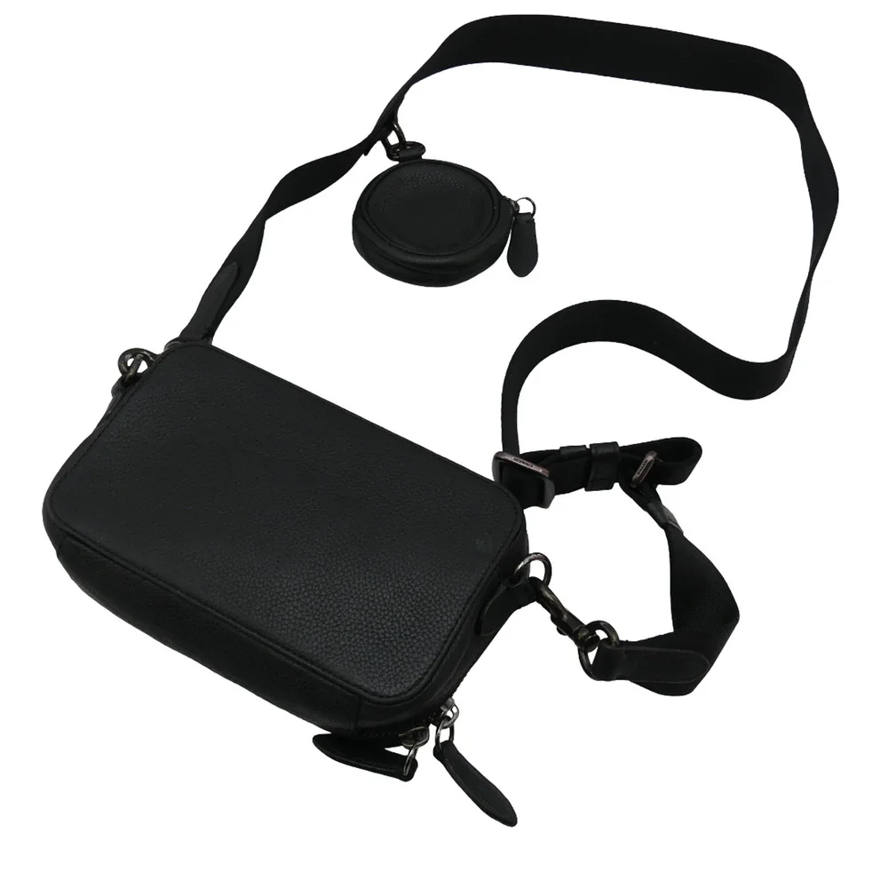 Coach Charter Slim Crossbody Bag Leather Black w/ Detachable Round Coin Purse